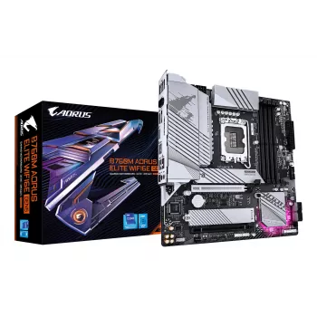 GIGABYTE Motherboard B760M AORUS ELITE WIFI6E GEN5 — Micro ATX, LGA1700, DDR5 up to 5600MHz, 12+1+1 VRM, 2x PCIe4.0 M.2, Wi‑Fi 6E, 2.5 GbE