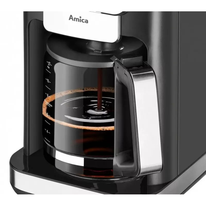 Amica CD2011 drip coffee maker with LED display, 1100 W, 1.8 L, 6 cups, black