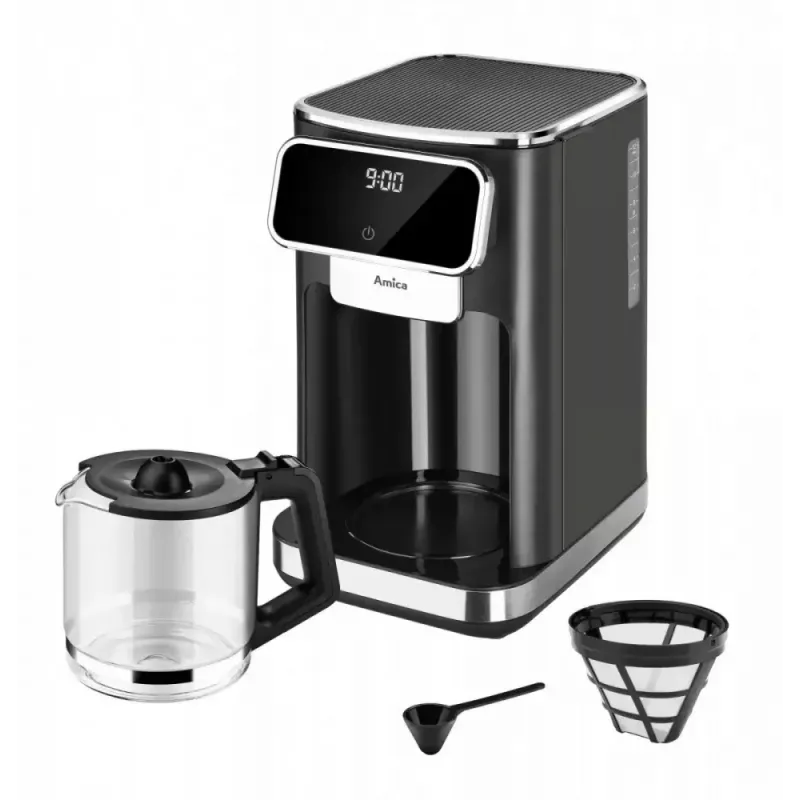 Amica CD2011 drip coffee maker with LED display, 1100 W, 1.8 L, 6 cups, black