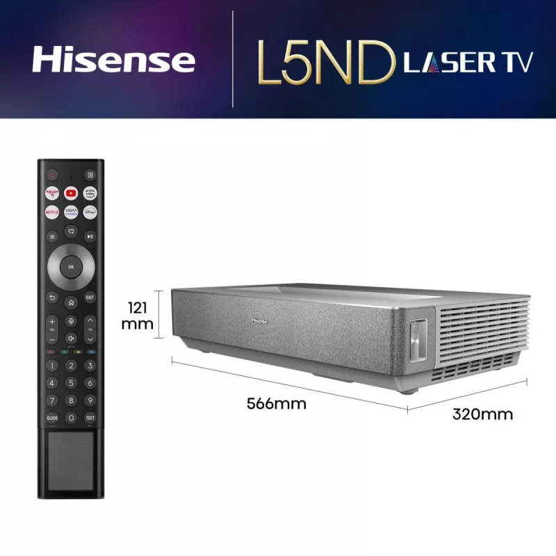 Hisense 120L5ND projection TV Ultra short throw projector 2700 ANSI lumens DLP UHD 4K (3840x2160) Black, Silver 3D