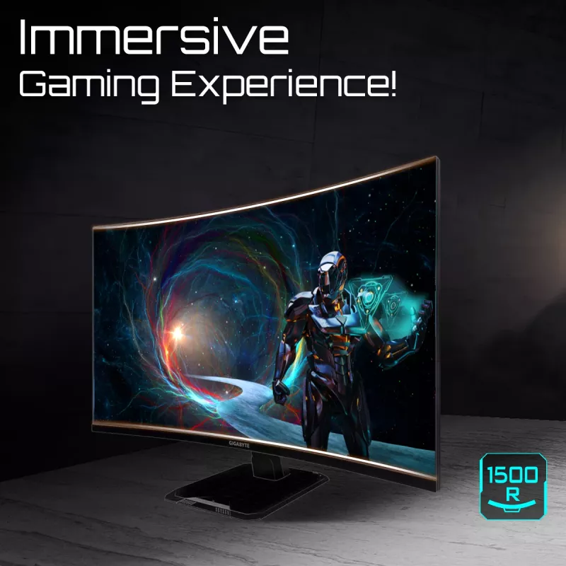 GIGABYTE GS32QCA 31.5 inch QHD Curved Gaming Monitor - 2560 x 1440, 180Hz, 1ms, 250 cd/m², FreeSync, HDR Ready, HDMI 2.0, Displayport 1.4