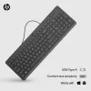 HP 150 Wired Keyboard, Full-size (100%), Wired, USB, Mechanical, QWERTY, Black