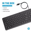 HP 150 Wired Keyboard, Full-size (100%), Wired, USB, Mechanical, QWERTY, Black