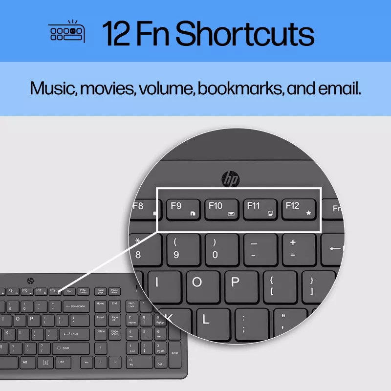 HP 150 Wired Keyboard, Full-size (100%), Wired, USB, Mechanical, QWERTY, Black