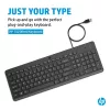 HP 150 Wired Keyboard, Full-size (100%), Wired, USB, Mechanical, QWERTY, Black