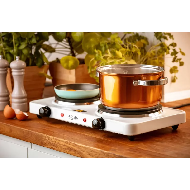 Electric hot plate Adler AD 6520, 2 burners/cooking zones, white