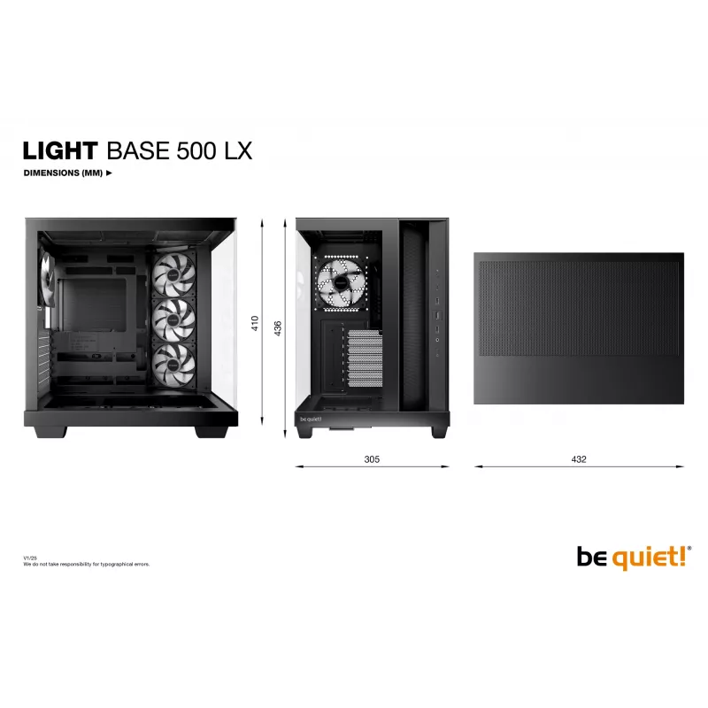 PC Case be quiet! Light Base 500 LX Black Midi Tower ATX 3x 120mm Fans
