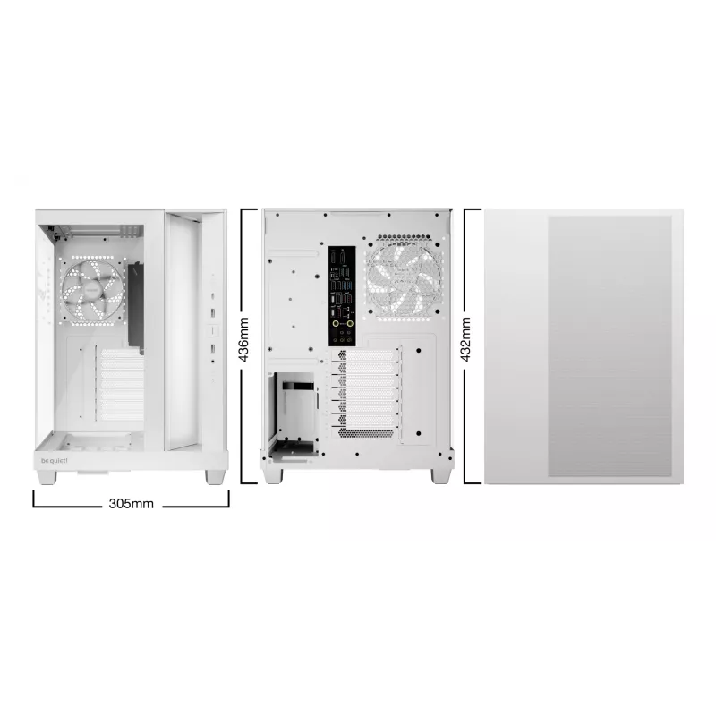 PC case be quiet Light Base 500 LX White Midi Tower ATX/PS2 PSU support 3x120 mm front 1x120 mm rear supports 2.5/3.5 inch drives 305×436×432 mm