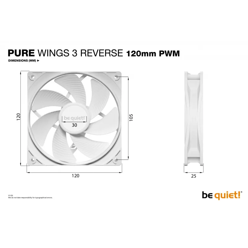 be quiet! Pure Wings 3 120mm | PWM Reverse White Triple-Pack Computer case Fan 12 cm 3 pc(s)