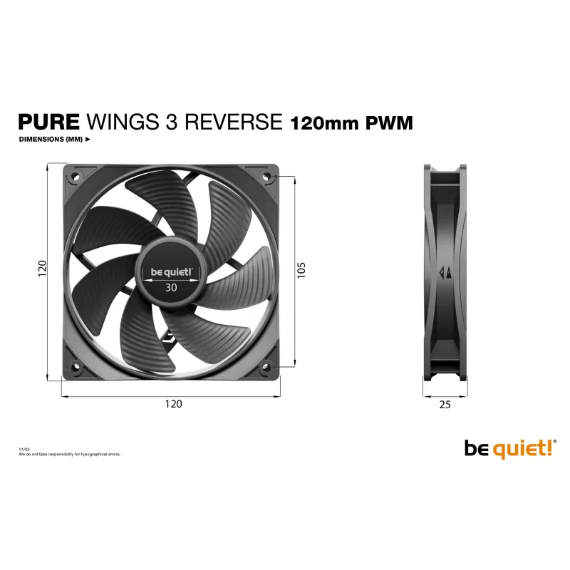 be quiet Pure Wings 3 120mm | PWM Reverse Triple-Pack Computer case Fan 12 cm Black 3 pc(s)
