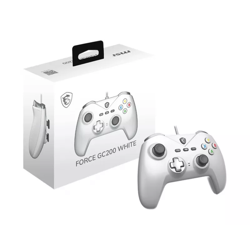 Wired USB Gaming Controller MSI FORCE GC200 WHITE — ergonomic design, wired connection