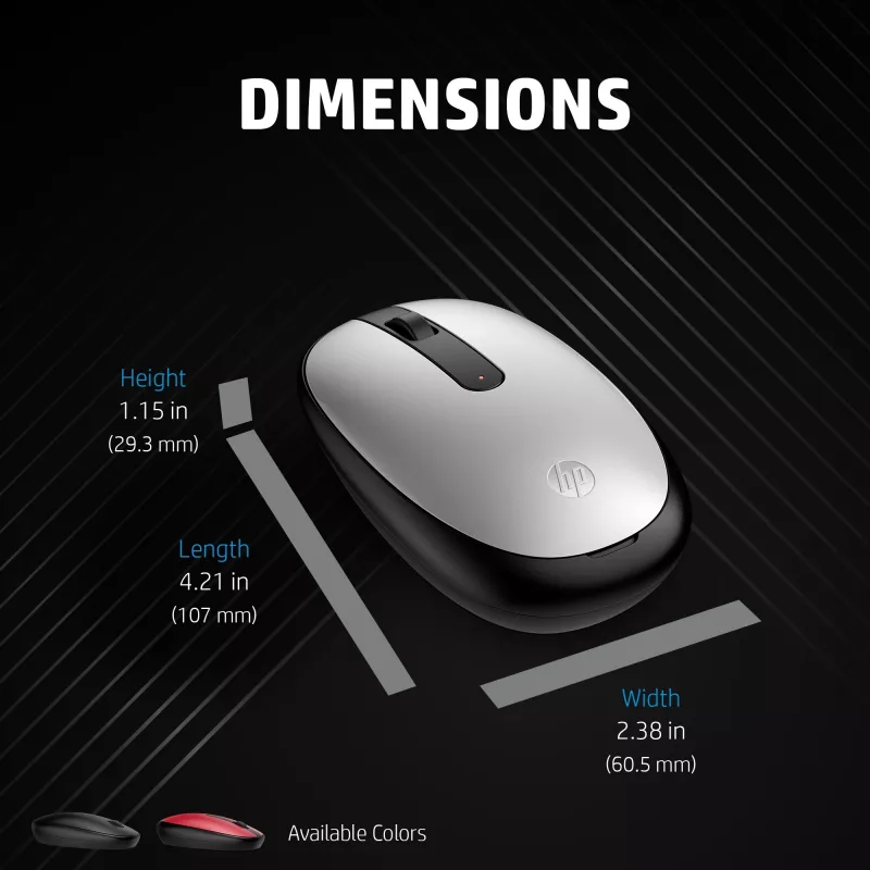 HP 240 Black Bluetooth Mouse, Ambidextrous, Optical, Bluetooth, 1600 DPI, Black