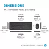 HP 330 Wireless Mouse and Keyboard Combination, Full-size (100%), Wireless, RF Wireless, QWERTY, Black, Mouse included