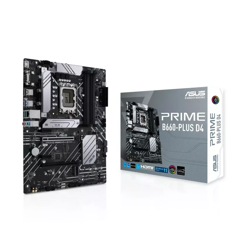 Motherboard ASUS PRIME B660-PLUS D4 — Intel B660, LGA 1700, ATX, DDR4, 4× DIMM, 128 GB, 3× M.2, 2.5 Gb LAN