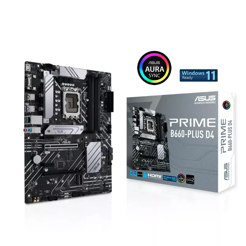 Motherboard ASUS PRIME B660-PLUS D4 — Intel B660, LGA 1700, ATX, DDR4, 4× DIMM, 128 GB, 3× M.2, 2.5 Gb LAN