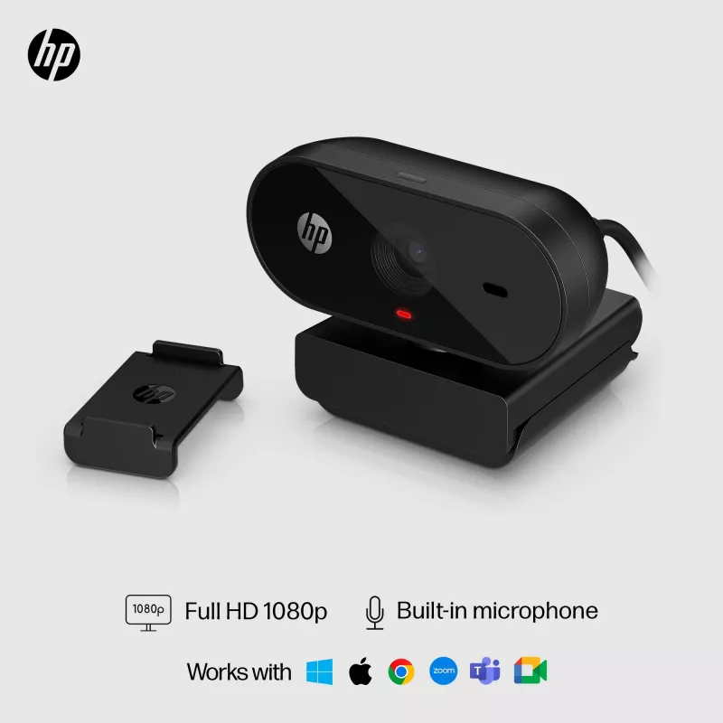 HP 320 FHD Webcam, 1920 x 1080 pixels, Full HD, 30 fps, Home, USB, Black