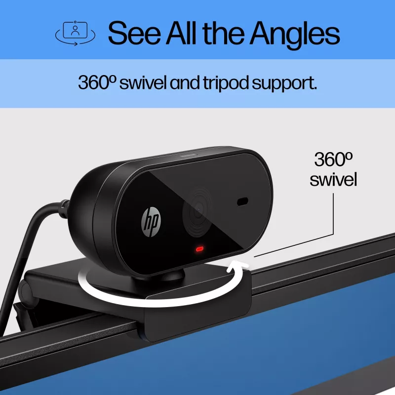 HP 320 FHD Webcam, 1920 x 1080 pixels, Full HD, 30 fps, Home, USB, Black