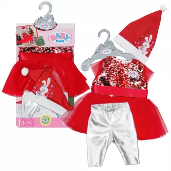 Doll dress ZAPF BABY born Xmas Dress for 43 cm dolls, textile, multicolour, foldable, age 3–12