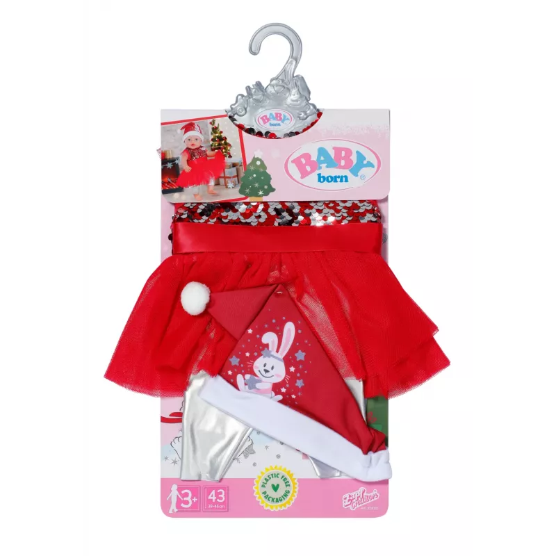 Doll dress ZAPF BABY born Xmas Dress for 43 cm dolls, textile, multicolour, foldable, age 3–12