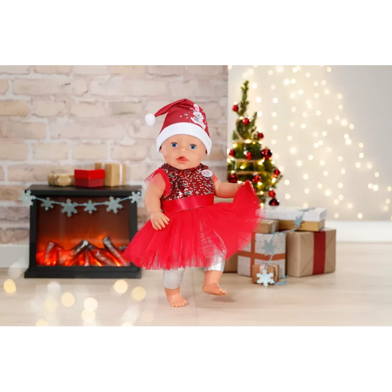 Doll dress ZAPF BABY born Xmas Dress for 43 cm dolls, textile, multicolour, foldable, age 3–12