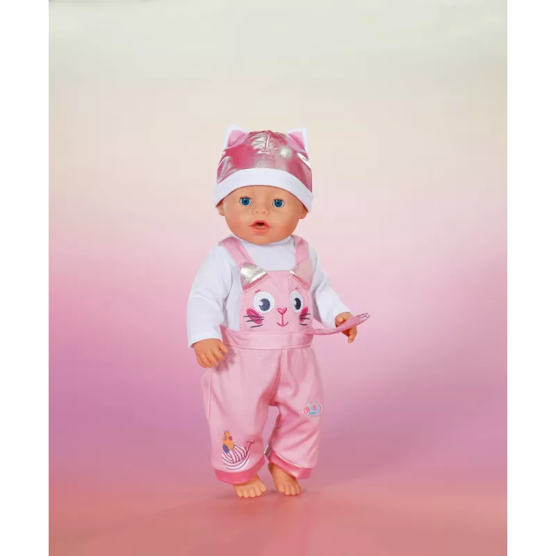 Doll clothes set ZAPF BABY born Onesie with Hat for 43 cm dolls, multicolour, foldable, age 3+