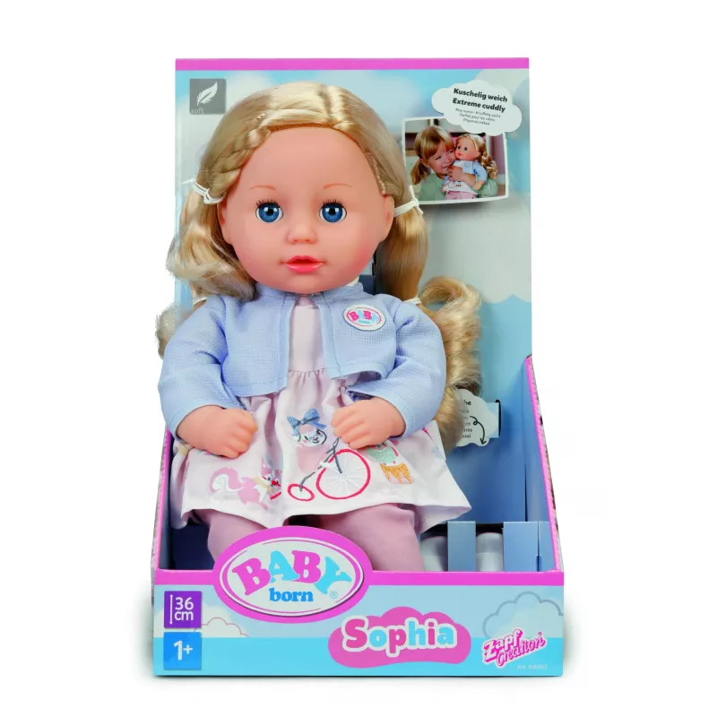Baby doll ZAPF BABY born Sophia Rose 36 cm — fabric and plastic, multicolour, for ages 3+