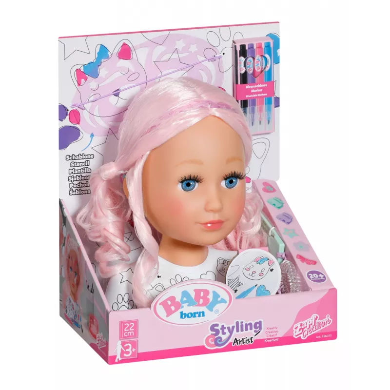 BABY born Styling Head Artist, Makeup/Styling doll head, Female, 3 yr(s), Multicolour