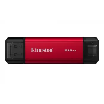 External SSD Kingston 512GB Dual USB-A/USB-C Portable, USB 3.2 Gen 2, Read 1050MB/s, Write 950MB/s, Black/Red