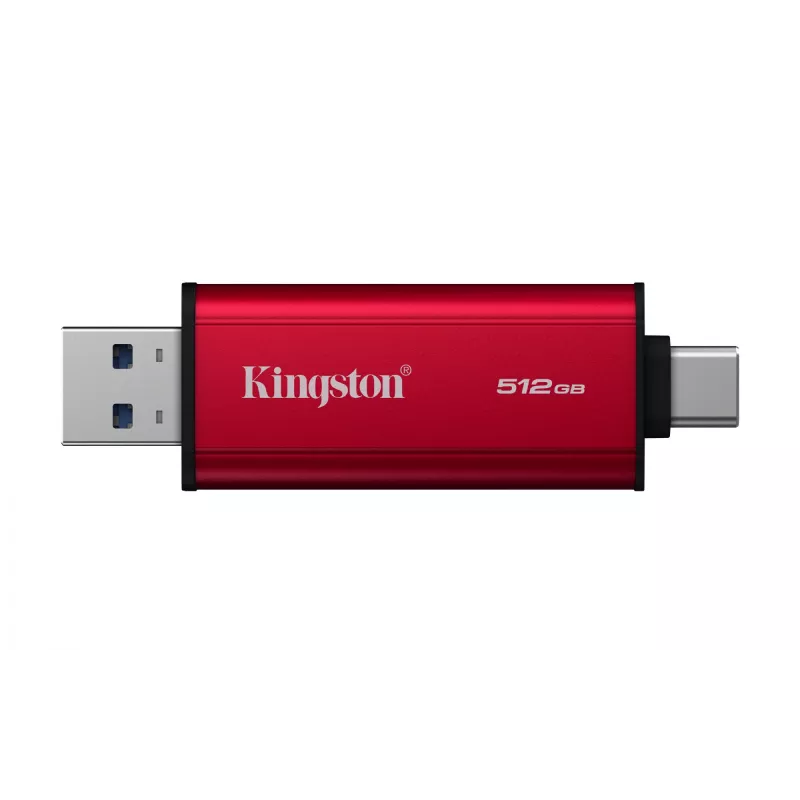 External SSD Kingston 512GB Dual USB-A/USB-C Portable, USB 3.2 Gen 2, Read 1050MB/s, Write 950MB/s, Black/Red