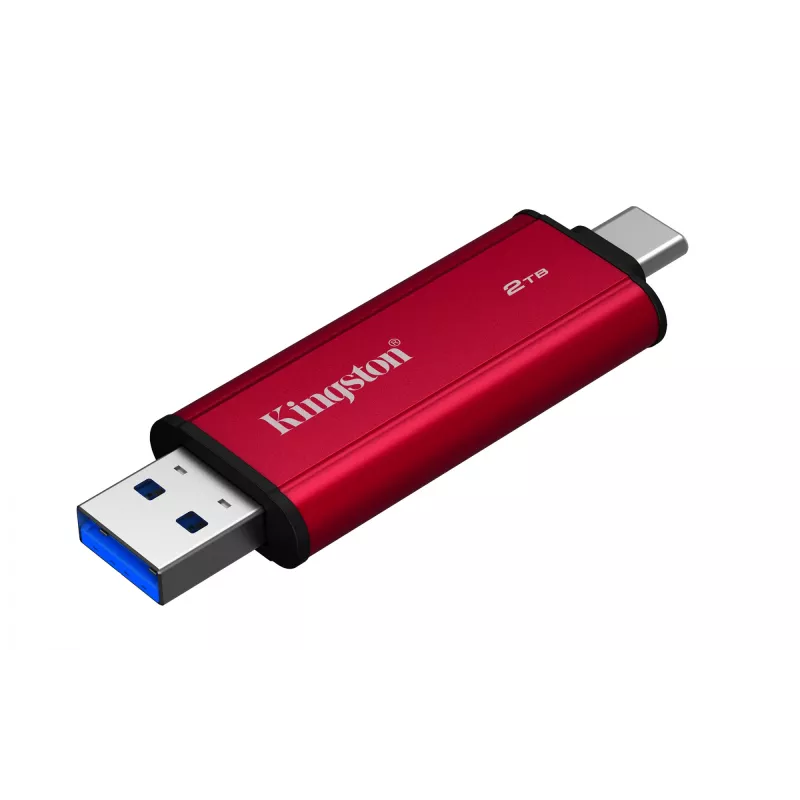 External SSD Kingston 2TB Dual USB-A/USB-C, USB 3.2 Gen 2, Read 1050 MB/s, Write 950 MB/s, Black/Red