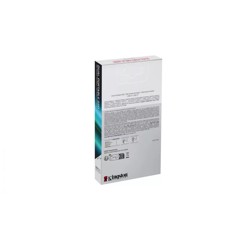 External SSD Kingston 2TB Dual USB-A/USB-C, USB 3.2 Gen 2, Read 1050 MB/s, Write 950 MB/s, Black/Red