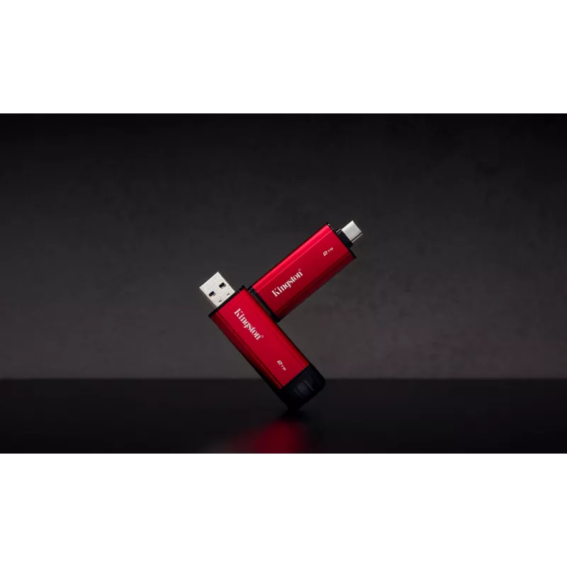 External SSD Kingston 2TB Dual USB-A/USB-C, USB 3.2 Gen 2, Read 1050 MB/s, Write 950 MB/s, Black/Red