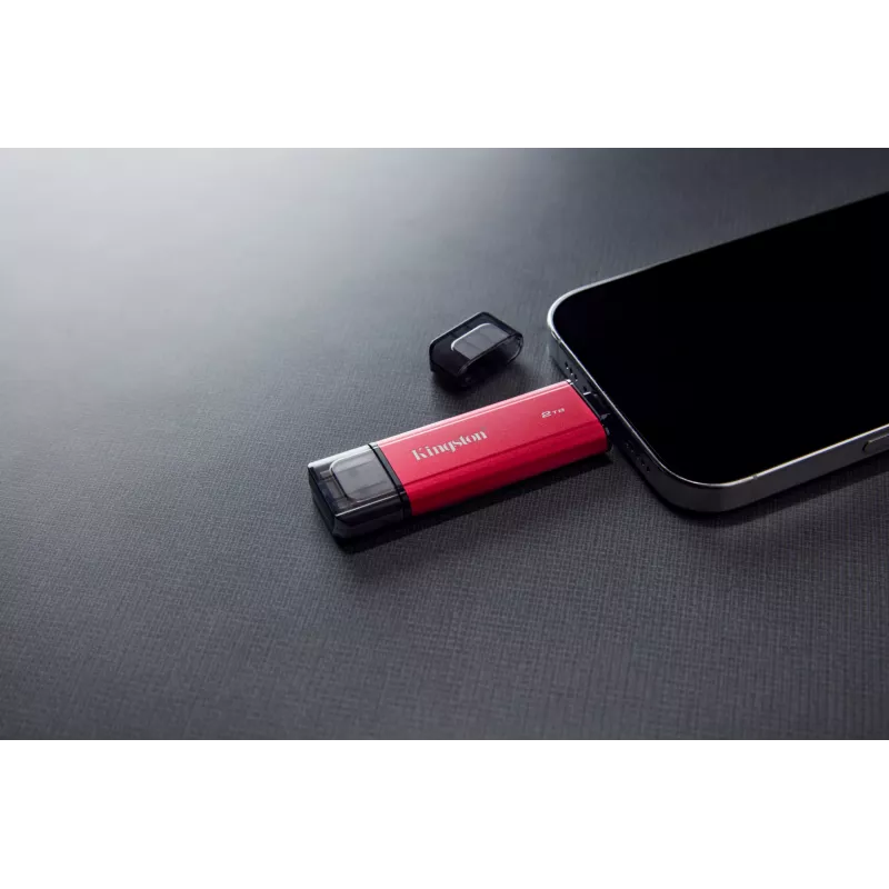 External SSD Kingston 2TB Dual USB-A/USB-C, USB 3.2 Gen 2, Read 1050 MB/s, Write 950 MB/s, Black/Red