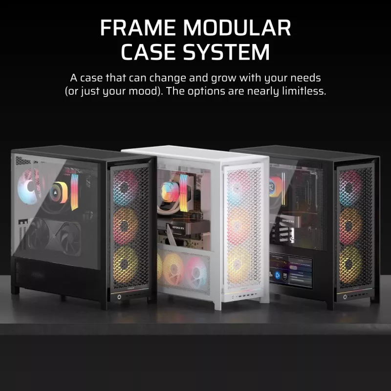 PC Midi Tower case CORSAIR FRAME 5000D RS — Black, ATX/EATX support, 3x140 mm front fans, tempered glass, 250×556×542 mm