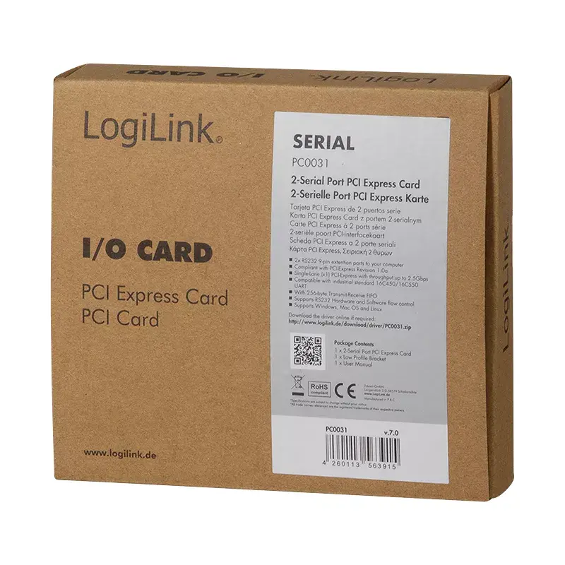 Interface card LOGILINK PC0031 — PCIe host, wired connectivity, 1 Mbit/s