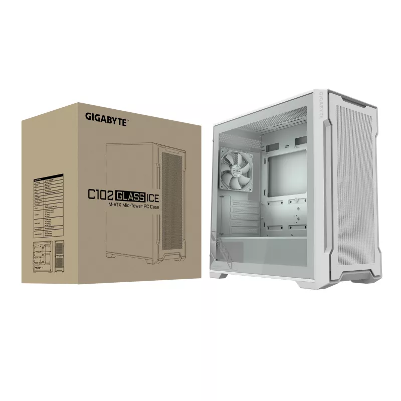 PC Case GIGABYTE C102 GLASS Midi Tower White