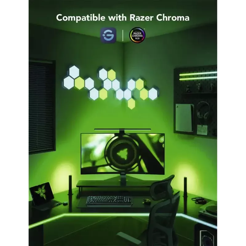 Smart lighting kit Govee H6608 — Wi‑Fi/Bluetooth, black, multi‑color, 3 pcs, 1.5 m cable