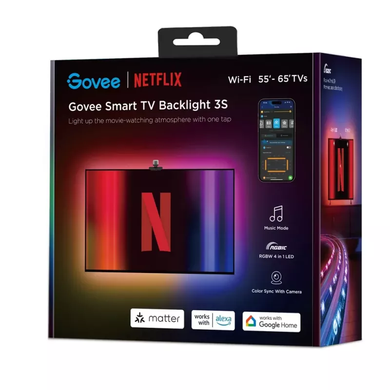 Smart strip light Govee H6098 — Wi‑Fi/Bluetooth, black, 2 kWh/1000h, energy class G