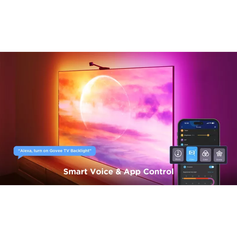 Smart strip light Govee H6098 — Wi‑Fi/Bluetooth, black, 2 kWh/1000h, energy class G