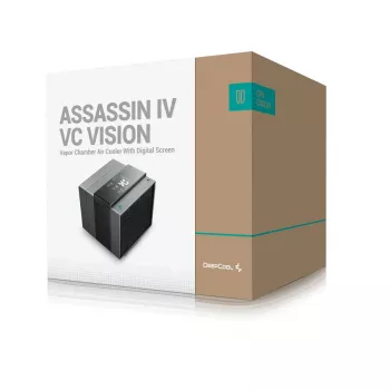 Air cooler DeepCool ASSASSIN IV VC VISION — dual-fan 120/140 mm, 300 W TDP, 7 heat pipes, LGA115x/LGA1200/LGA1700/LGA20xx compatible, Black