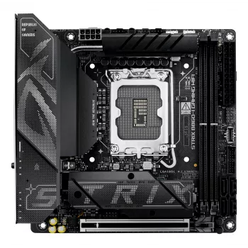 Motherboard ASUS ROG STRIX B860-I GAMING WIFI — Intel B860, LGA 1851, mini ITX, 2× DDR5 DIMM (up to 128 GB), Wi‑Fi 7, 2.5Gb LAN