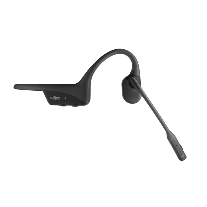 Headset Shokz OpenComm2 UC 2025 — wireless bone-conduction ear-hook headset, 16 h talk time, USB Type-A/Type-C, ANC, 29 m range, black