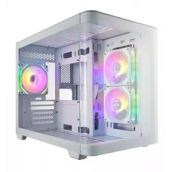 FSP S380-WA Case Mini Tower mITX, mATX White ARGB, Micro Tower, PC, White, micro ATX, Mini-ITX, SPCC, Tempered glass, Gaming
