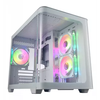FSP S380-WA Case Mini Tower mITX, mATX White ARGB, Micro Tower, PC, White, micro ATX, Mini-ITX, SPCC, Tempered glass, Gaming