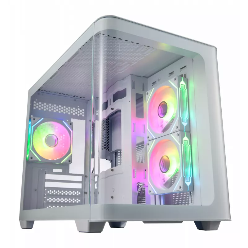 FSP S380-WA Case Mini Tower mITX, mATX White ARGB, Micro Tower, PC, White, micro ATX, Mini-ITX, SPCC, Tempered glass, Gaming