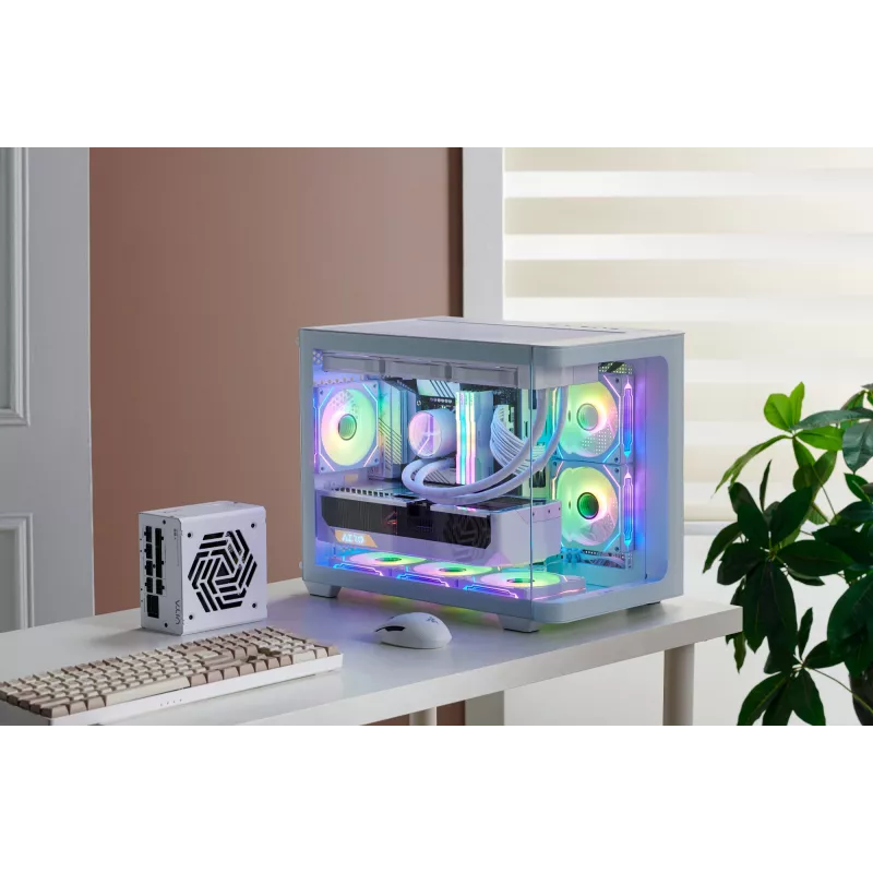 FSP S380-WA Case Mini Tower mITX, mATX White ARGB, Micro Tower, PC, White, micro ATX, Mini-ITX, SPCC, Tempered glass, Gaming