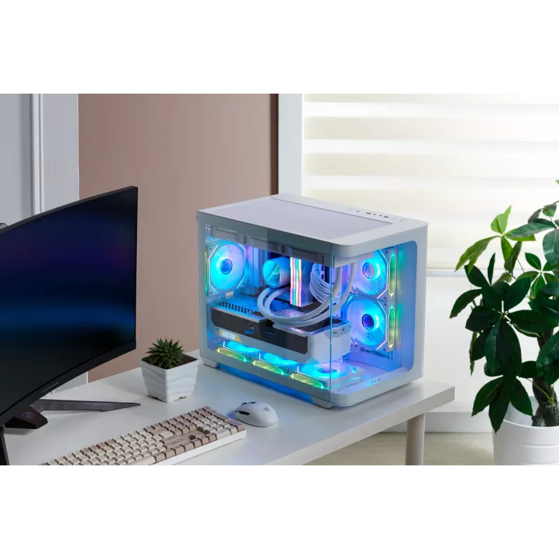FSP S380-WA Case Mini Tower mITX, mATX White ARGB, Micro Tower, PC, White, micro ATX, Mini-ITX, SPCC, Tempered glass, Gaming