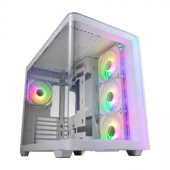FSP M580-WA Case Midi Tower mITX, mATX White ARGB, Midi Tower, PC, White, ATX, micro ATX, Mini-ITX, Glass, SPCC, Gaming
