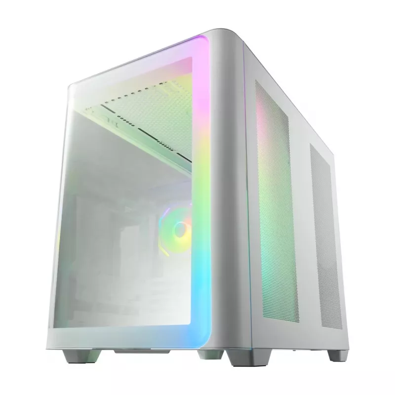 FSP M580-WA Case Midi Tower mITX, mATX White ARGB, Midi Tower, PC, White, ATX, micro ATX, Mini-ITX, Glass, SPCC, Gaming