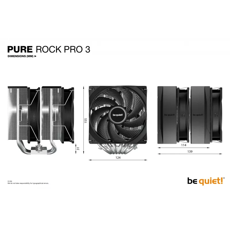 be quiet! Pure Rock Pro 3 Processor Air cooler 12 cm Silver 1 pc(s)